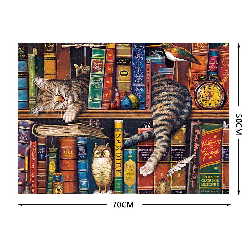 70*50cm Erwachsenen Puzzle 1000 Teile Papier Puzzlespiel Die Zählkatze Berühmte Gemälde Serie Lernbildung Bastelspielzeug Geschenke