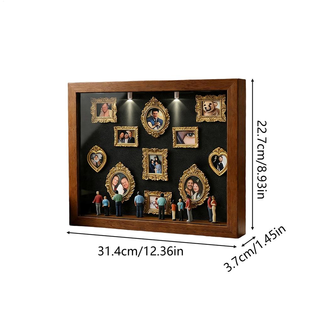 DIY Mini Museum Silhouette Box Spotlight Shadow Boxes Photo Frame With 11 Photo Frames And 8 Dolls For Anniversaries, Weddings