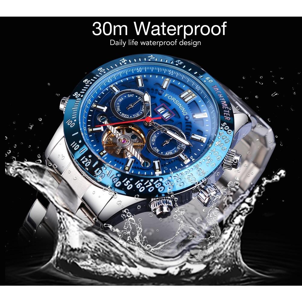 Forsining Herrenmode Freizeit Multifunktions-Tourbillon automatische mechanische Uhr S1170-6-A