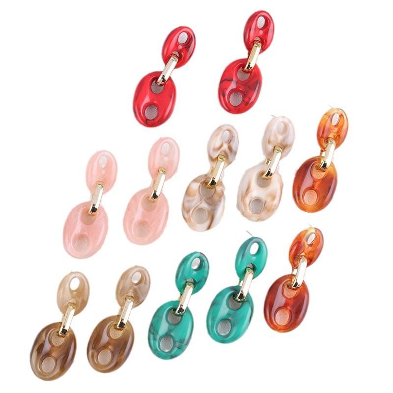 JMXD Retro Pig Nose Acrylic Earrings for Women, Y2K Animal Ear Studs, Minimalist Drop Dangle Earrings, Lightweight Winter Gift Idea