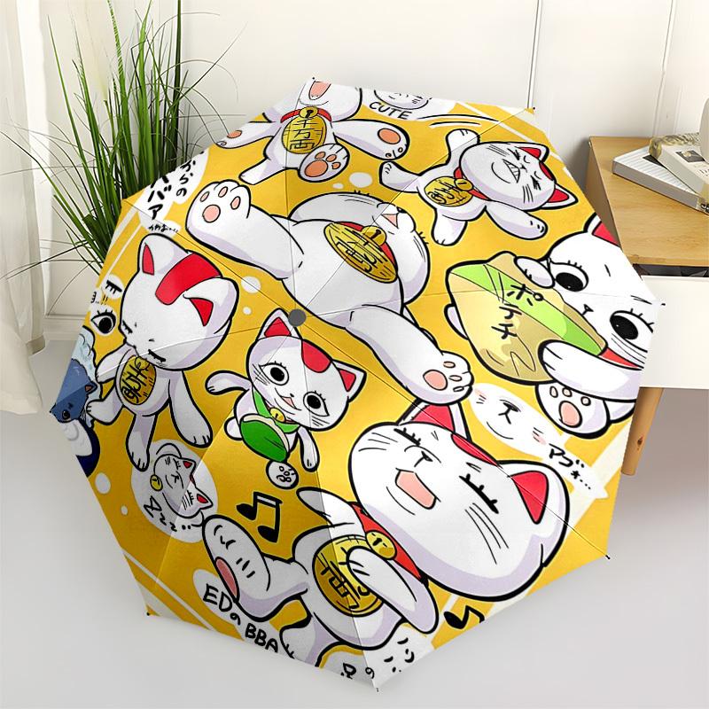 1pc Lucky Cat Automatic Opening and Closing Umbrella Convenient Triple-Fold Design, Suitable for Fans, Travel, and Everyday Use, Great Gift.C010
