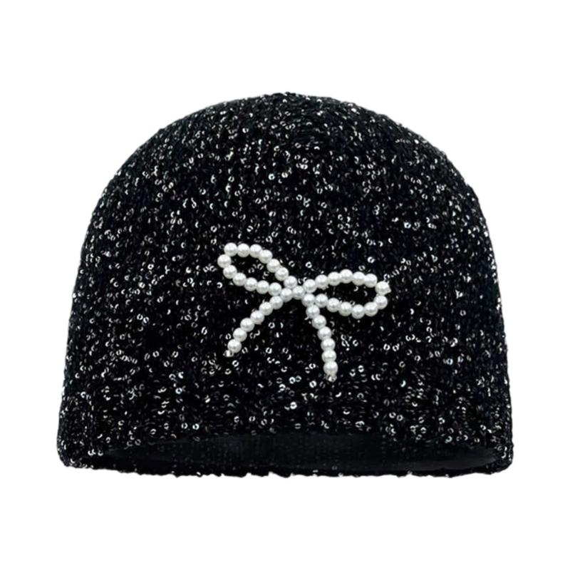 

Comfortable Knitted Fabric Hat Breathable Black Hat Trendy Accessory Headwear for Festival Party Dance 1