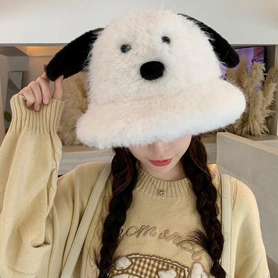2025 New Cute Cartoon Puppy Ears Plush Fisherman Hat Children Winter Warm Versatile Student Basin Hat Tide