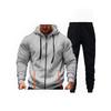 Mens Fleece-Lined Hooded Sweatshirt Set Casual Long Sleeve Tracksuit Winter Outfit
