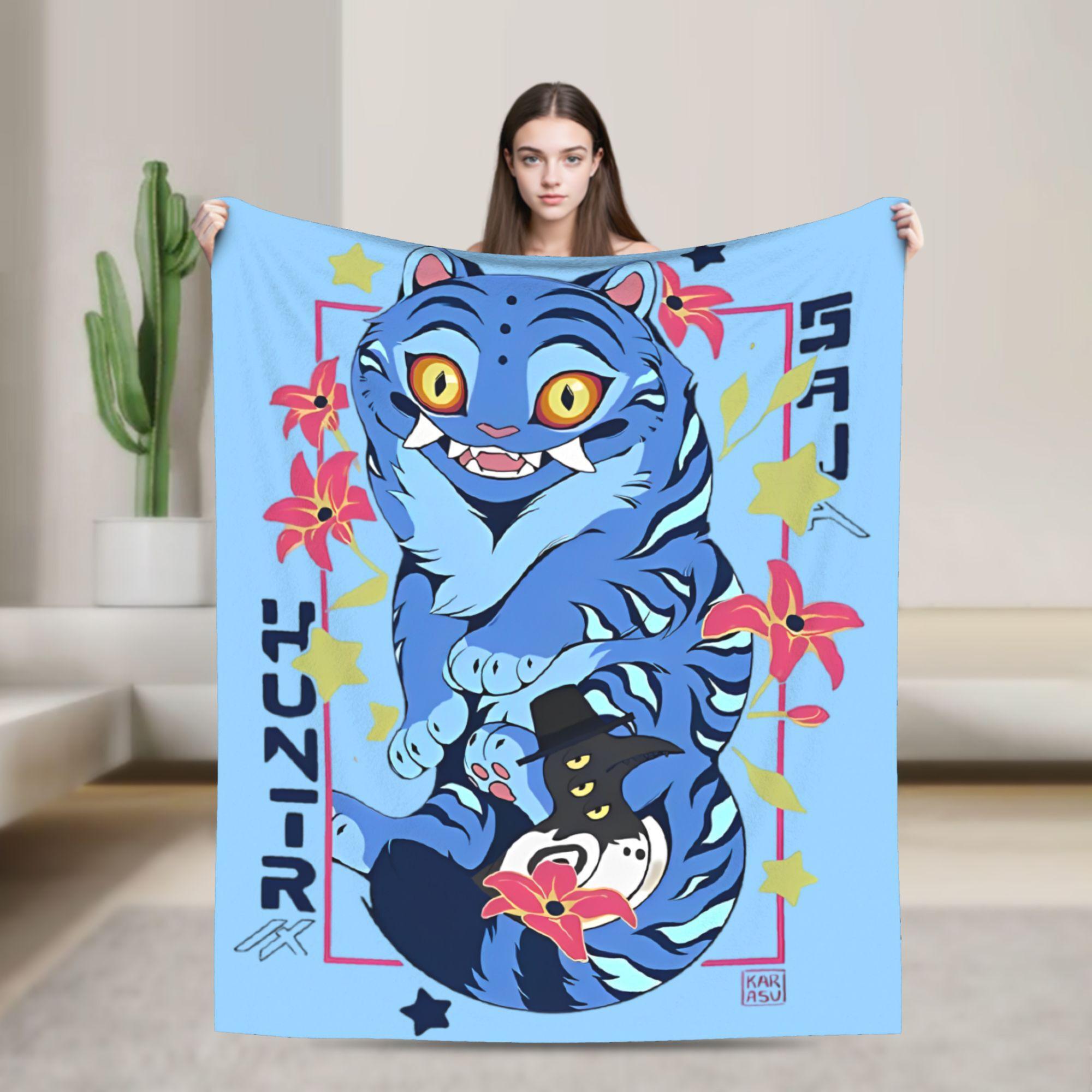 

Kpop Demons Derpy the Tiger Hunters Blanket Fleece Huntrix Lightweight Thin Throw Blankets Airplane Travel Home Couch Rug Piece 30x40in