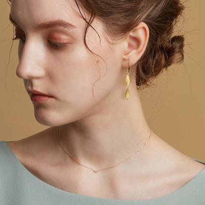 Gold-Plated Silver Retro Twist Earrings - Bohemian Water Ripple Design