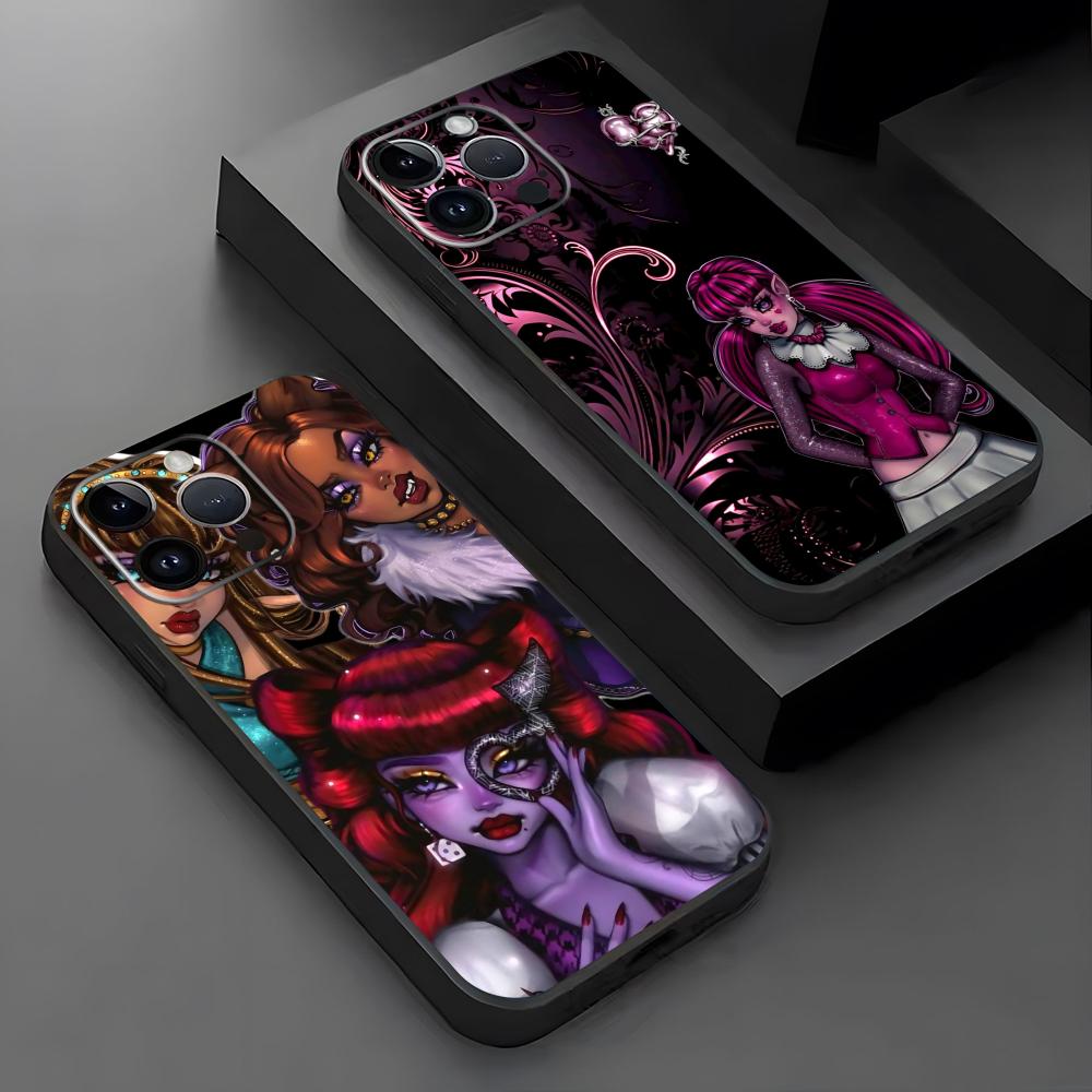 M-MonsterS Cartoon H-HighS  Phone Case For iPhone17 16 16e 15 14 13 12 11 Plus Mini Pro Max Soft Black Shockproof Cover