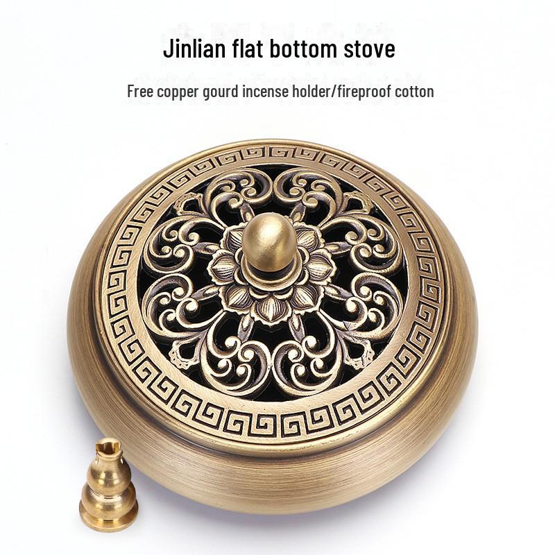 Jinlian Räuchergefäß aus Messing mit flachem Boden für den Heim- und Innenbereich