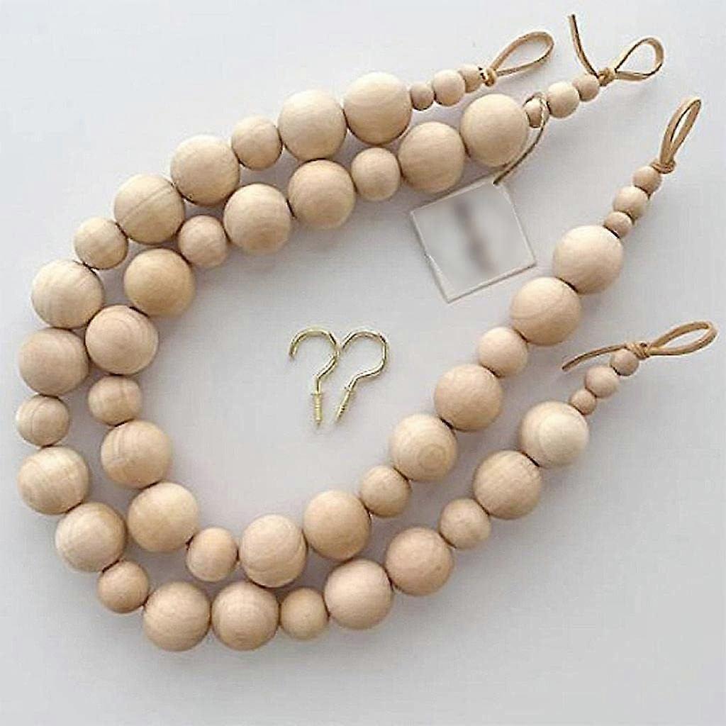 2X 2pcs Decorative Wood Bead Curtain Tiebacks Drapery Holder Window Draperies