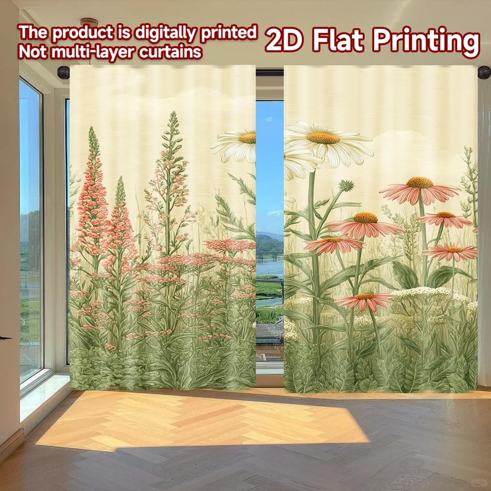 

2D FLAT PRINTING 2pcs Curtains (Without Rod) Floral Spring Garden Design (5) Saint Patrick is Day Festival Creative Curtains 100*130 Grommet Top 1pcs