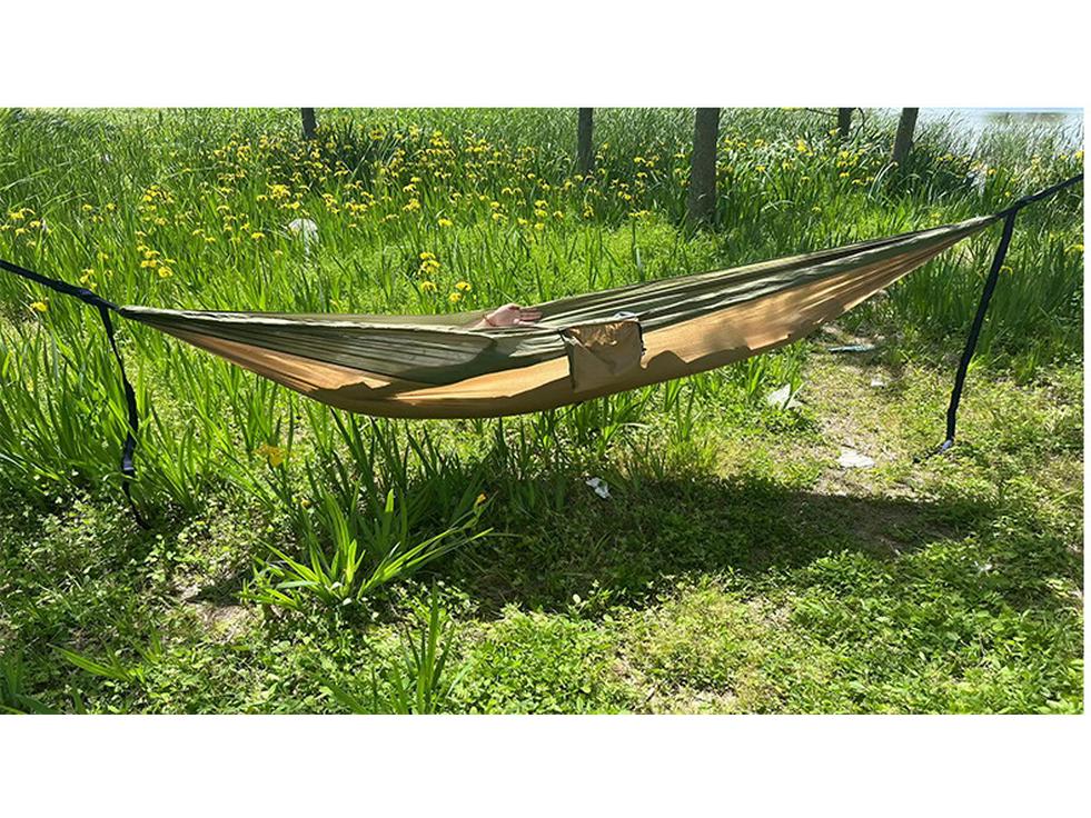 Ultralight 210T Nylon Color-Blocked Outdoor Hammock - Breathable & Double Strap Rope for Camping