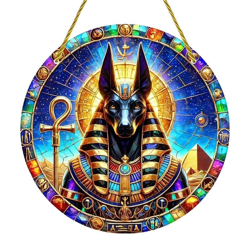 Egyptian Goddess and Pharaoh Acrylic Sun Catcher, Ancient Egyptian Mythological Theme, novelty home decor, Perfect Durable for Bedroom