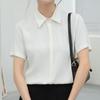 Navava Women Simple Office Solid Collar Short Sleeve Shirt Nb2595