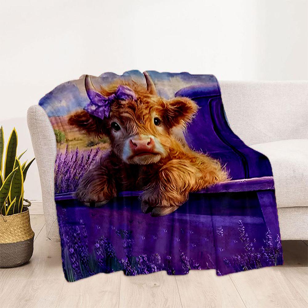Highland Cow Selfie Flannel Blanket,Lightweight,Office Blanket,Sofa Blanket,Comfortable Blanket
