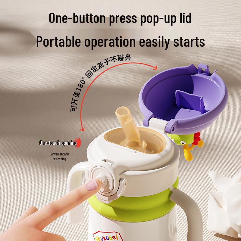 Insulated Baby Sippy Cup with Straw for 6+ Months - Children's Milk Bottle