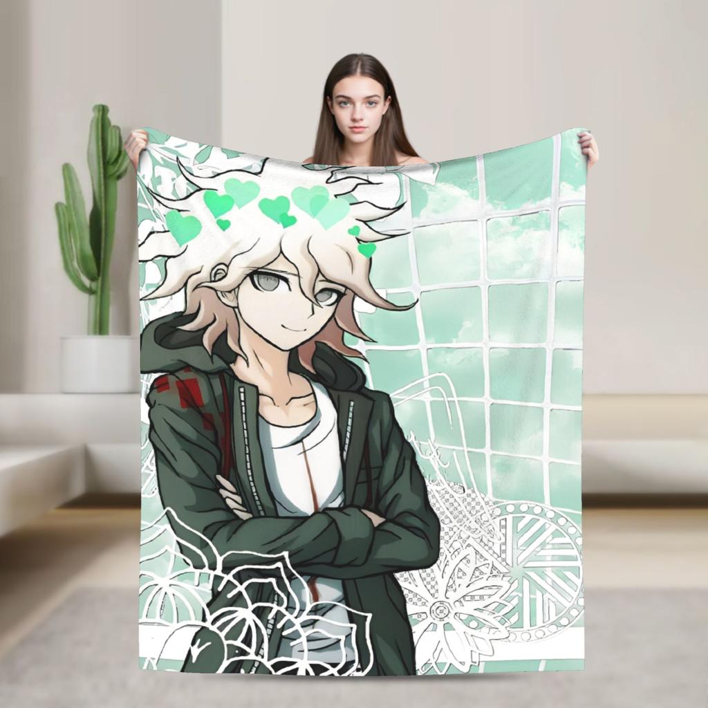 Danganronpa Nagito Komaeda Flannel Blankets Game Anime Novelty Throw Blanket for Home 125*100cm Warm