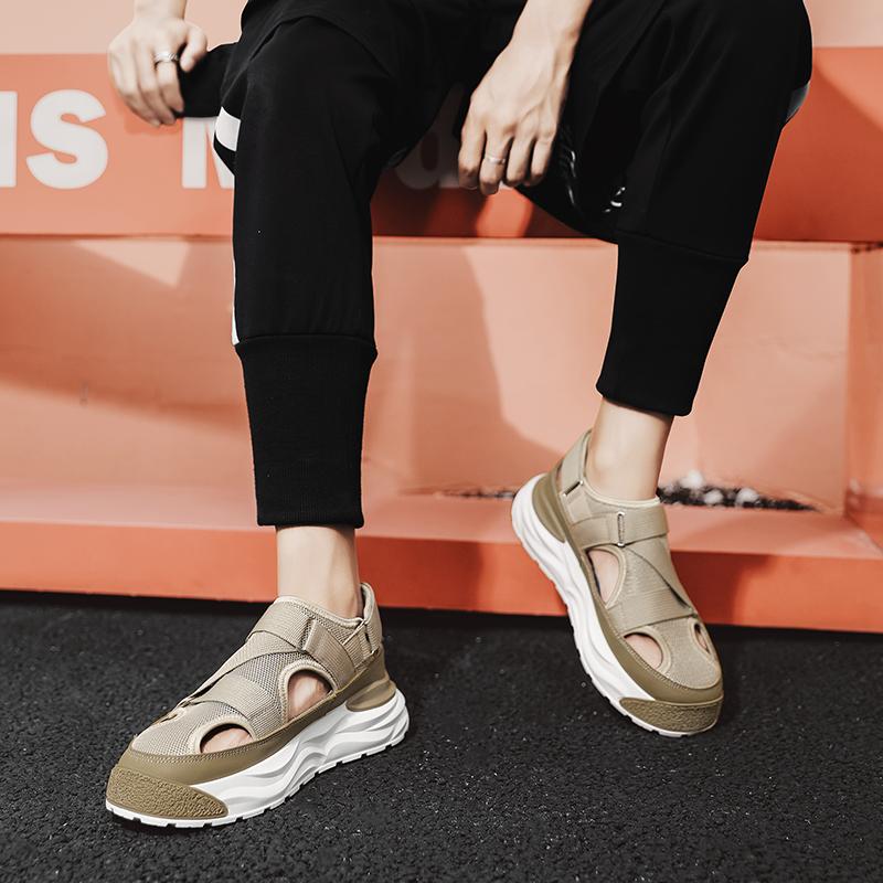 Men's Anti Slip Wear-resistant Fashionable Sports Sandals Thick Soled Breathable Mesh Perforated Shoes Men's Shoes Trendy Shoes