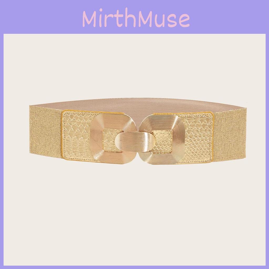 Metal Gold Women Waist Belt Snap Fastener Asymmetric Design Dresses Outerwear