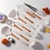 11-Piece Silicone Kitchen Utensil Set with Solid Wood Handles