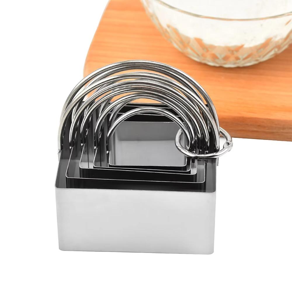 Набор из 5 шт. кружевных/прямоугольных формочек для печенья из нержавеющей стали, квадратные/круглые формы для сэндвичей, кухня