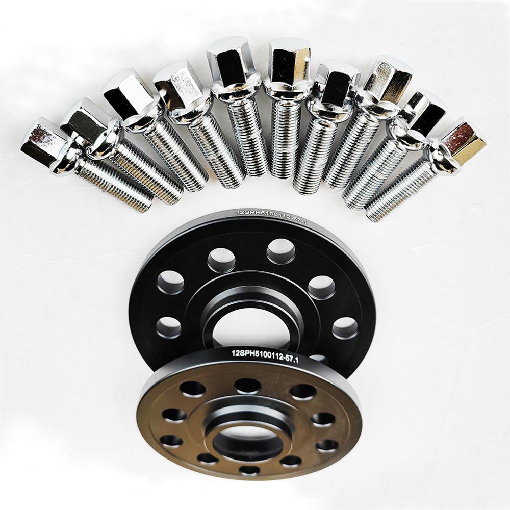 15mm 5x100&5x112 57.1 Naafgerichte Wielnaaf Adapter+10 stuks 45mm 14x1.5 Kogelbouten Wiel Spacer Voor VW Golf/Bora/Polo/Jetta