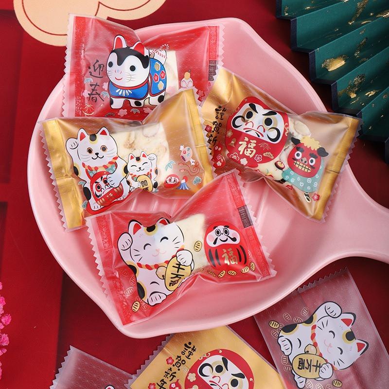 100 Stück 7x9,5cm Chinesisches Neujahr Schneeflocke Knusprige Verpackung Backen Keks Süßigkeiten Maschinengeeignet Versiegelt Event Party Geschenktüten