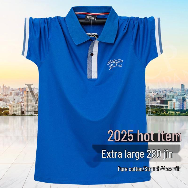 2026 Plus Size Men's Short Sleeve Polo Shirt - Summer Business Casual Lapel Design.