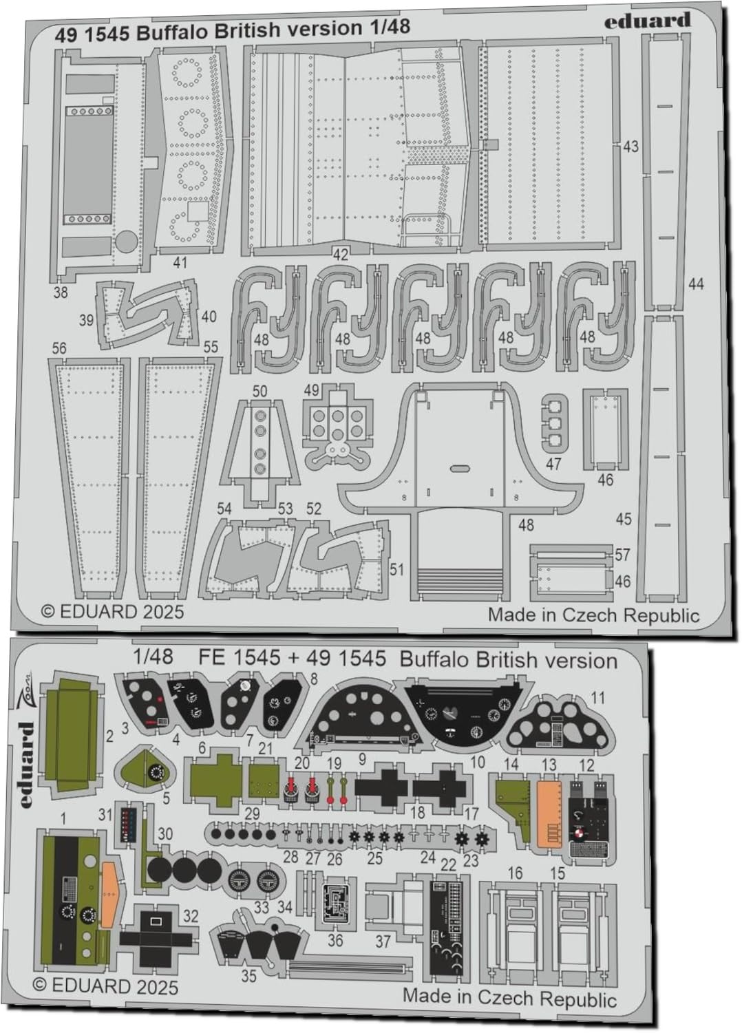 

Eduard 1/48 Scale Brewster Buffalo British Type Etched Parts (for Tamiya) Plastic Model Kit Parts EDU491545 (Airplane)