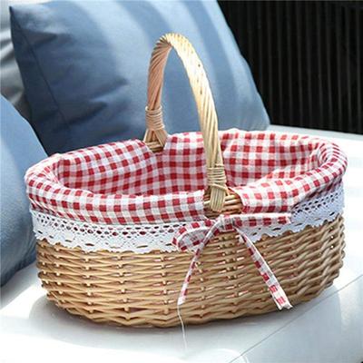 ABWR-3X Wicker Basket Gift Baskets Empty Oval Willow Woven Picnic Basket With Handle Wedding Basket Small