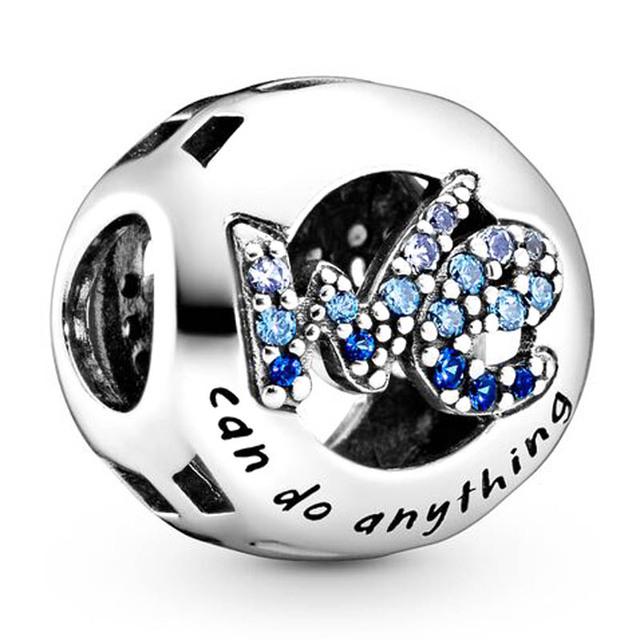 

Сверкающие синие снежинки, радужные слова, яркая звезда, Шарм, бусины из стерлингового серебра S925, подходят для браслета, ювелирные изделия своими руками