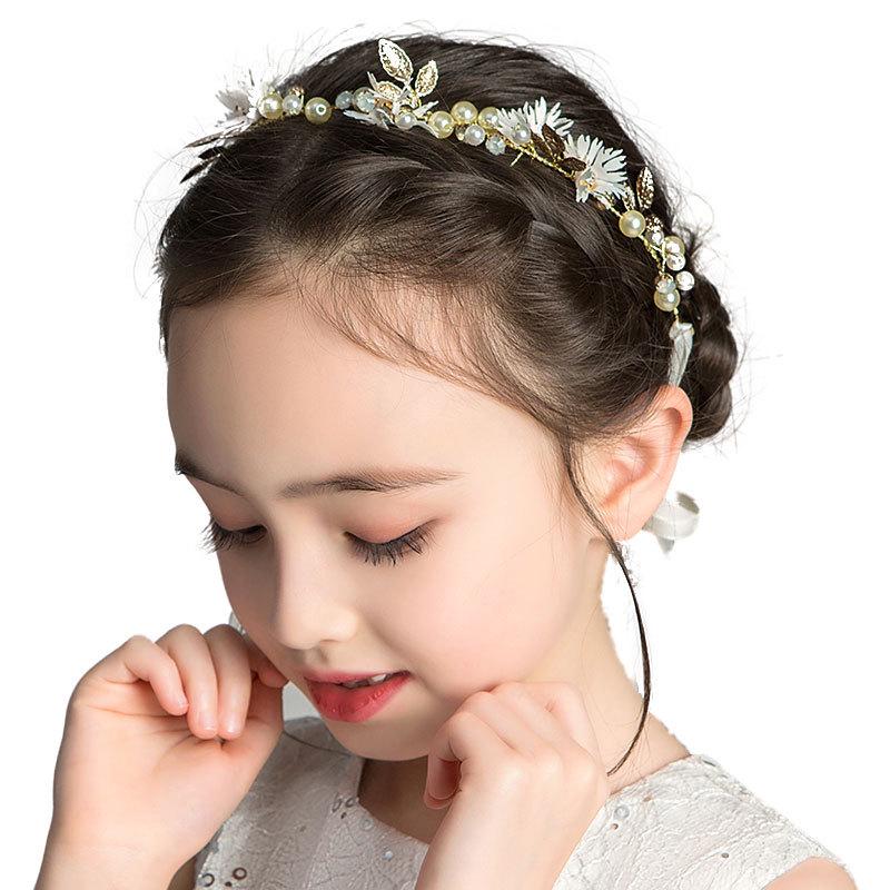 Korean Style Mori Girl Floral Pearl Princess Headband for Children's Performances