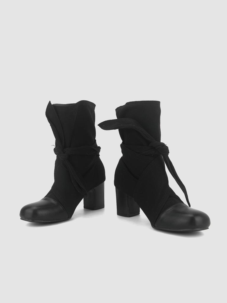 2025 New Canvas Butterfly-Knot Square Heels Boots Women Round Toe Slip-On Modern Boots Women High Heels Western Ankle Boot