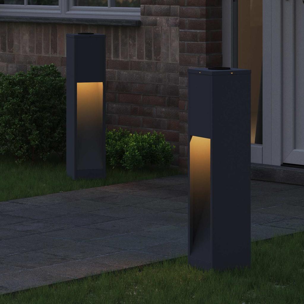 Solar LED Path Light 2 Pcs Anthracite Cold Rolled Steel