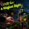 Outdoor Solar Powered Resin Sculptures Dragon Garden Statue Light, Halloween Witch Pathway Warm Figurine Lighting LED Glow, Gothic Medieval