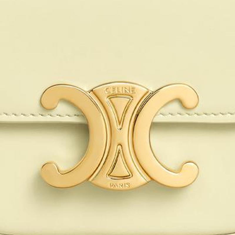 Celine Claude Triomphe Snap Closure Detachable Adjustable Shoulder Strap Glossy Calfskin Crossbody Shoulder Bag Mini Women Bags 10I513DPV-11LY