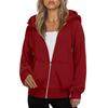 Women's Fashionable Loose Fleece Hooded Casual Cardigan With Zipper Sweatshirt