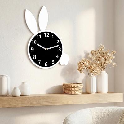 Easter Bunny Wall Clock Desk Cute Silent Ornament Gift for Kitchen Indoor Living Room