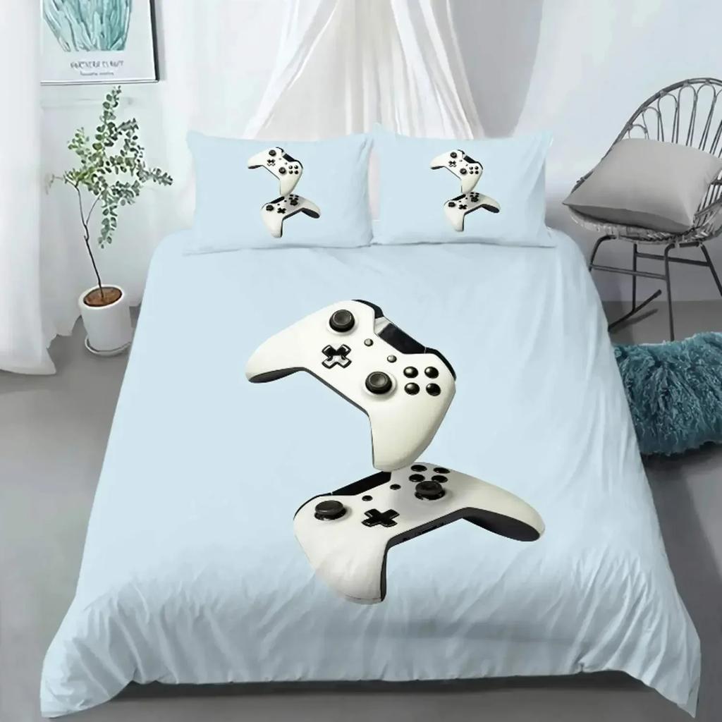 Gaming Bedding Set Gamer Room Decor Gamer Comforter Cover for Boys Kids Teen Video Games Twin Size Gamepad Polyester Quilt Cover