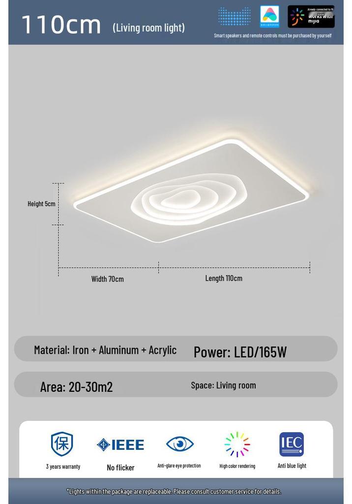 Minimalist Cloud-Shaped Ceiling Light with Mijia Smart Support for Living Room