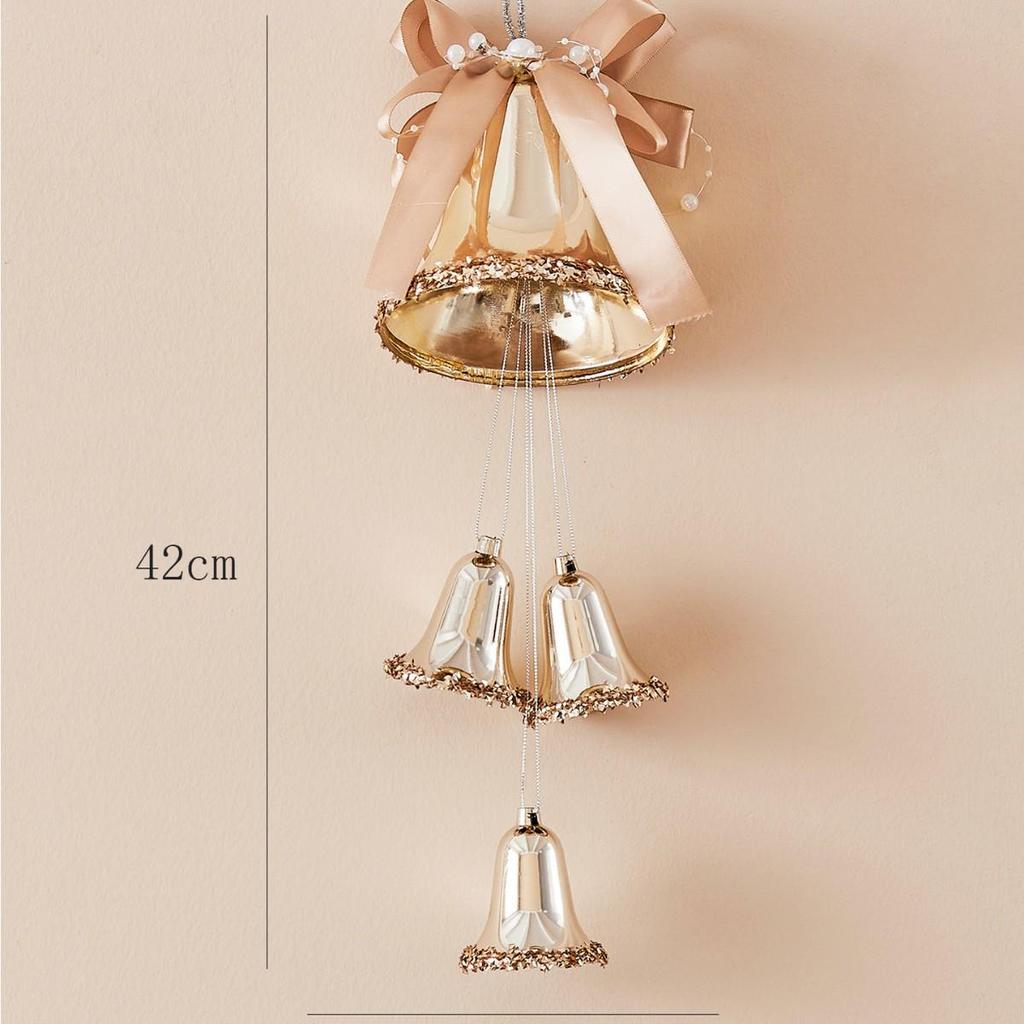 Champagne Gold Christmas Bell Sign Ornament for Tree