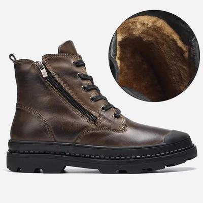 Rindsleder Herren Winterstiefel Handgefertigt Retro Herrenstiefel Mann Echtes Leder Winterschuhe Stiefeletten für Herren