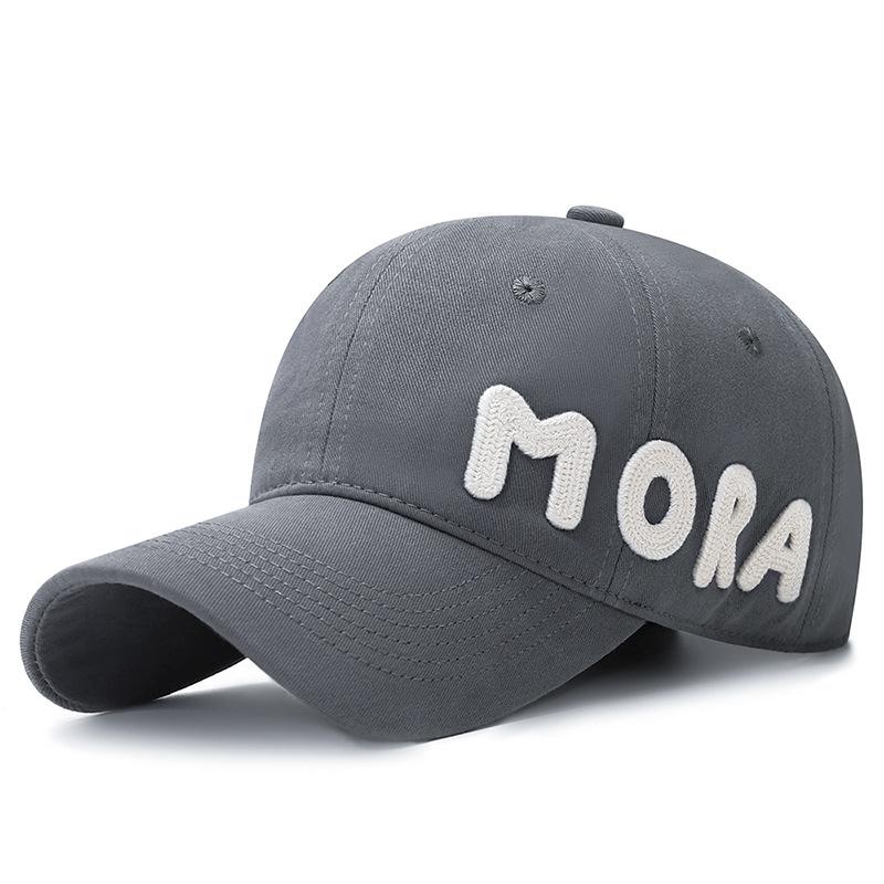 New Face Small Korean Version Hat Three-dimensional Letter MORA Embroidered Big Head Circumference Baseball Cap Men's and Women's Casual Cap