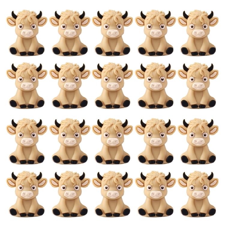 20pcs Cow Theme Silicone Beads Craft Beading Project For Kids Jewelry Friendship Bracelets Making Accessories