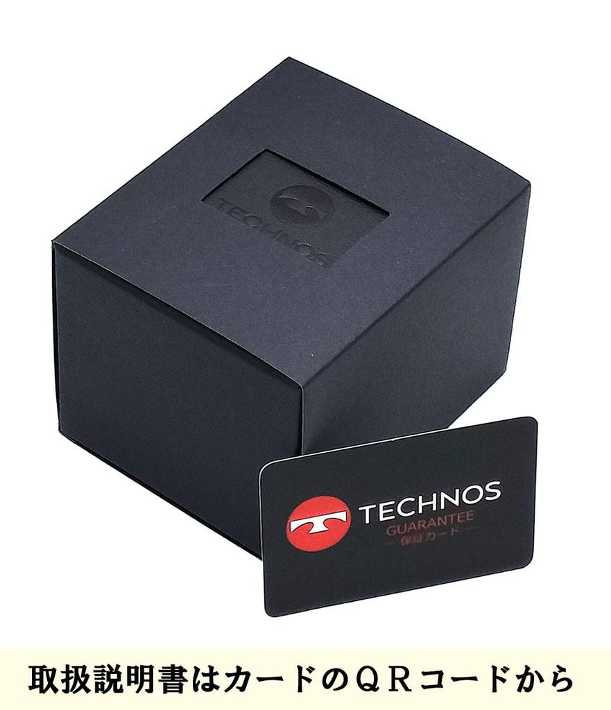 TECHNOS Dive Watch with Leather Metal Rotating Men's Strap, Strap, Bezel, Green, TASM419MM-L