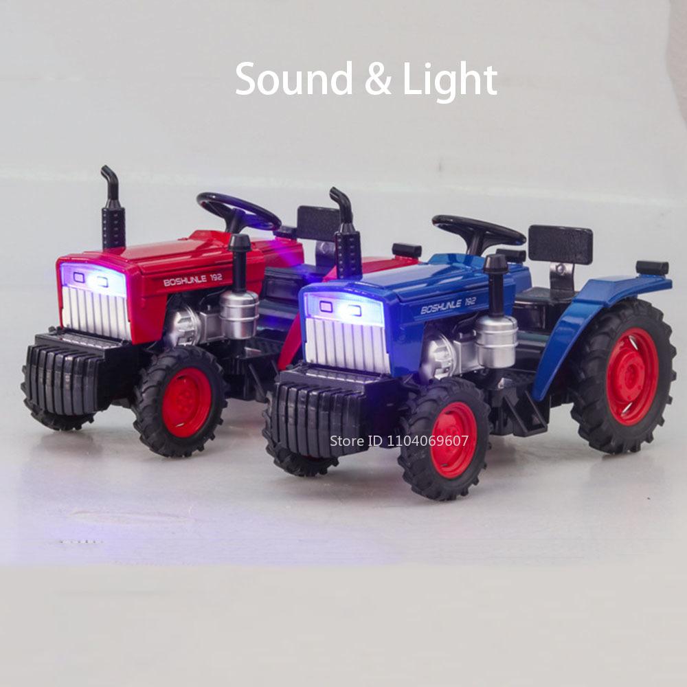 1:32 Miniature Model Toy Farm Tractors Metal Diecast Sound Light Pull Back Rubber Tires Simulation Tractor Toys for Boys Gifts