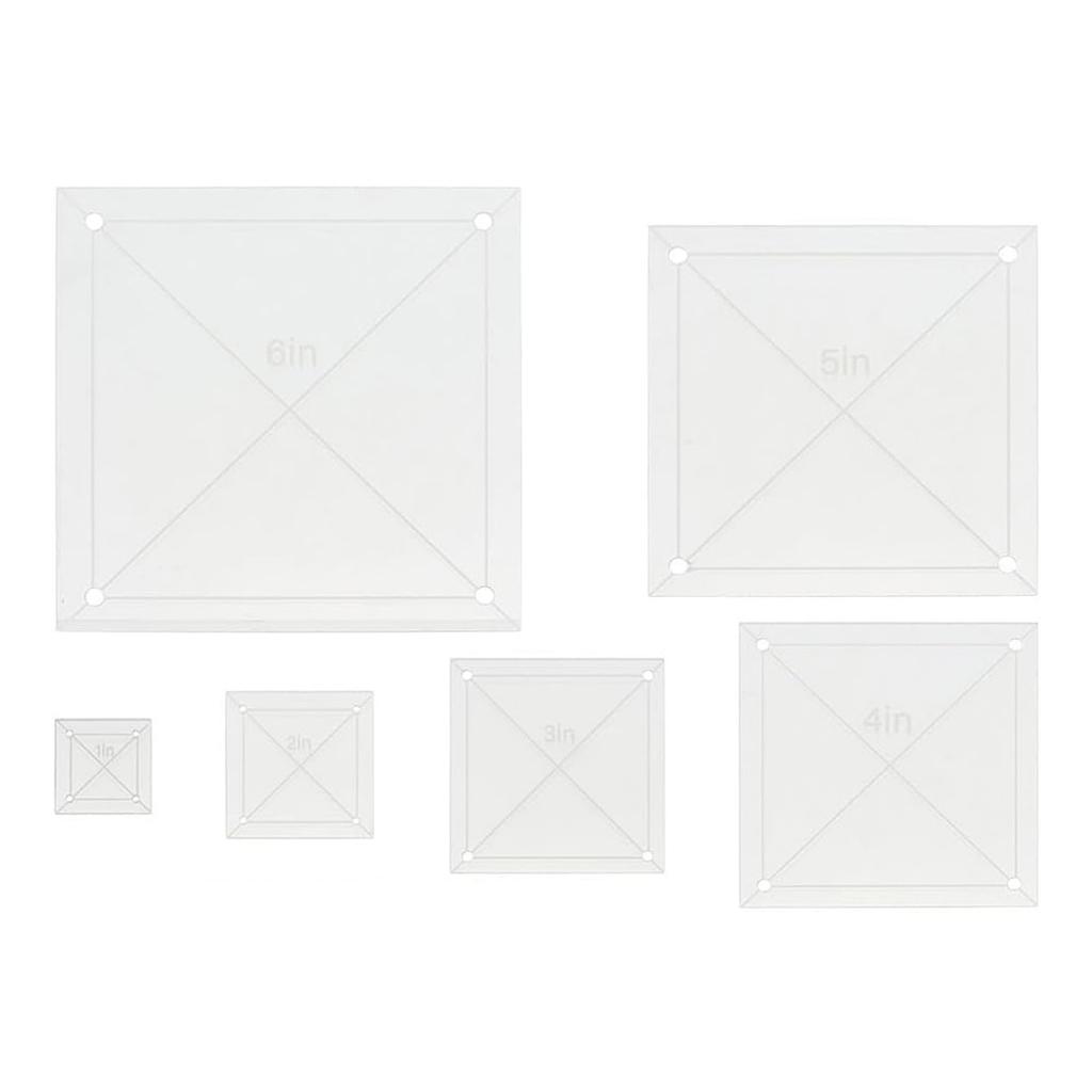 6 Piece Square-Quilting Templates Acrylic Patchworks Cutting Rulers Set Precision-Patchworks High-Visibility Sewing Guides Ruler
