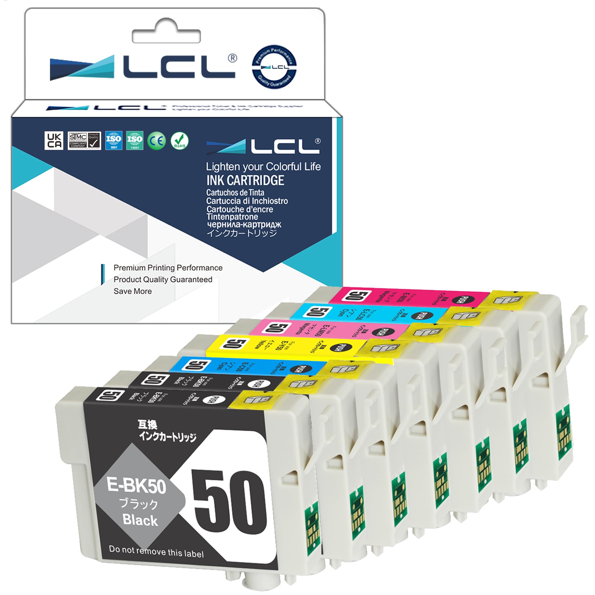 

LCL для Epson IC6CL50 ICBK50 ICC50 ICM50 ICY50 ICLC50 ICLM50 Сумісний з пігментом чорнильний картридж великої ємності з пакетами відображення залишкового рівня чорний