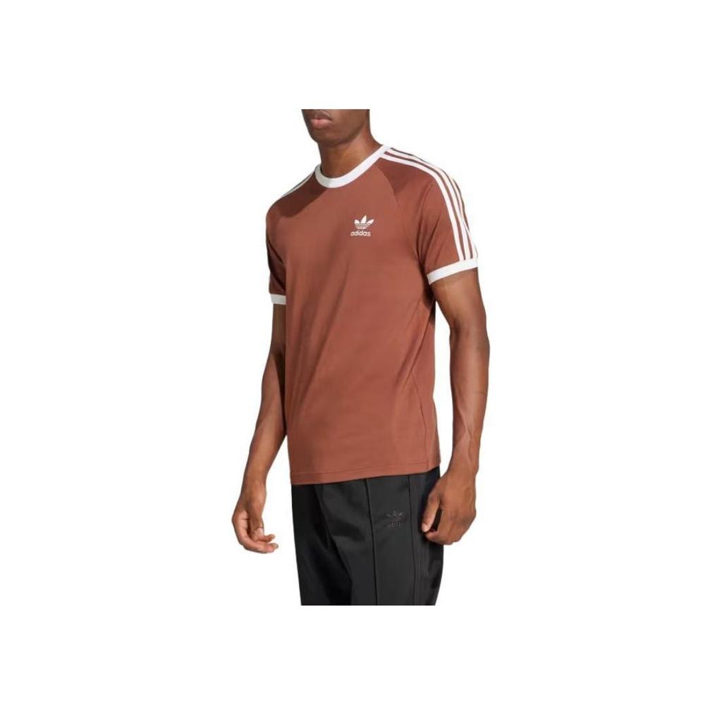 Adidas Originals Striped Crew Neck Pullover Straight Cut Raglan Short Sleeve T-Shirt Men T-Shirts Brown IZ3071