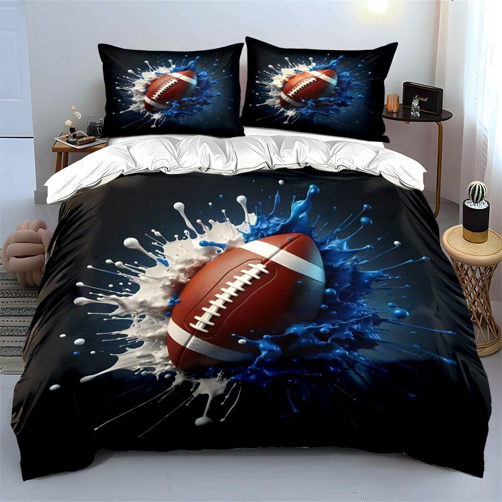 Sports-Themed Splashes Football Gear  kid's and adults' bedroom decor, Exquisite three-piece bedding set gift