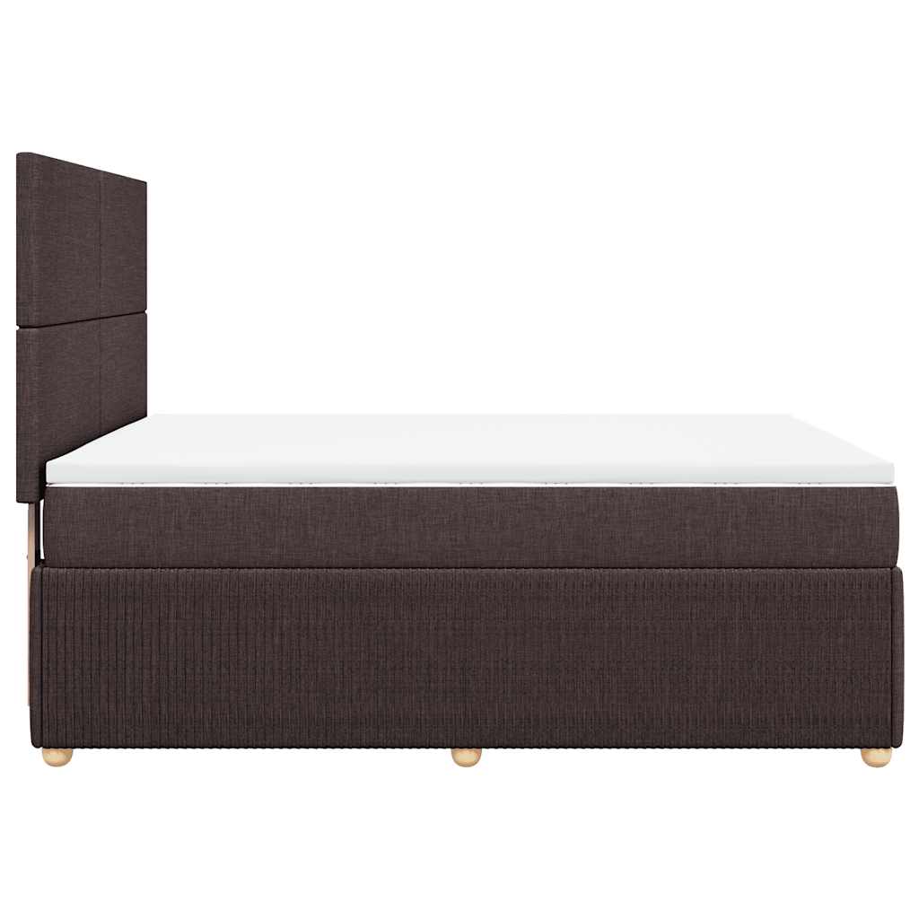 Box Spring Bed with Mattress Dark Brown 140 x 190 cm Fabric